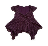 Womens Purple Lace Cap Sleeve Babydoll Top Dark Fairy Grunge Romantic Ethereal Photo 0