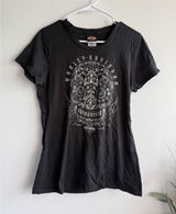 Harley-Davidson Women Black Sugar Skull Graphic Tee Garden State NJ Size L Photo 0