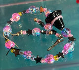 WITCHY HAT - Pink Blue Black Gold - handmade bracelet & nickel free earrings Photo 0