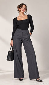 Ann Taylor LOFT Ann Pants Womens 10 Black Pinstripe Wide Leg Career Trouser Photo 0