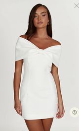 White Meshki Gwyneth Bow Dress Size M Photo 0