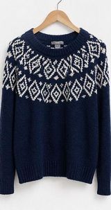 Abercrombie & Fitch Navy and White Fair Isle Crewneck Sweater medium Photo 0