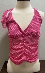VTG Sirens Pink Polka Dot Halter Top Y2K Sz S Photo 0