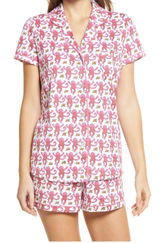 Roller Rabbit Pink Monkey Polo Pajama Short Sleeve Shirt and Shorts Set size Smal Photo 0