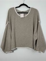 Free People XS Oversized Knit Pullover Sweater Beige Cream NWT Photo 0