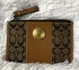 Y2K COACH Brown Canvas Card Holder Coin Purse Wallet Photo 0
