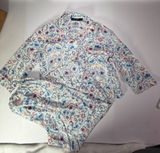 Lauren Ralph Lauren White Floral Paisley Pajama Set with Blue and Red Accents Photo 0