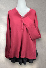 Offline by Aerie Waffle Henley Women's M Red Long Sleeve Thumbs Y2K Bella Swan Photo 0