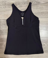 KOS USA Womens Black Supplex Lycra Racerback Activewear Tank Top Sz M‎ Zip Front Photo 0