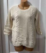 Cynthia Rowley Ivory Cable Knit Sweater with Back Button Detail in M Photo 0