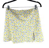 Princess Polly Mini Skirt Lemon Novelty Print Slit Satin White Yellow 6 Photo 0