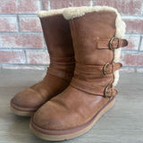 UGG Becket Tall Shearling Boots Winter Women’s 6 Chestnut Leather Buckle Snow Photo 0