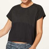 Lululemon 14 Final Lap Short Sleeve Mesh Panel Relaxed Fit Black Activewear Top Photo 0