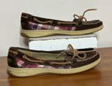 Sperry Top-Sider Women 7M Brown‎ Suede Purple Plaid Boat Shoes Loafers 9102328 Photo 0
