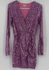 Show Me Your Mumu Party Hop Dress S Purple Sequin Long Sleeve Mini Cocktail Photo 0