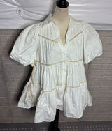 Sofie the Label White Cotton Tiered Puff Sleeve Babydoll Dress S1151D Small Photo 0