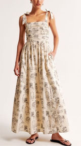Abercrombie & Fitch Womens Emerson Italy Theme Dress Cream Black Medium Photo 0