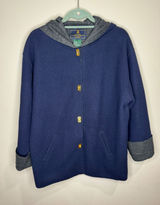 Lauren Ralph Lauren VTG Navy Wool Blend Hooded Jacket Gold Toggle Sz LP Photo 0