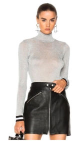 rag & bone Priya Metallic Silver Turtleneck Top Long Sleeve Womens Size M Photo 0