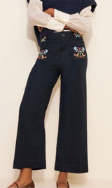 Tricia Fix Anthropologie Maeve Reworked Embroidered Colette Linen Pants - 31 Photo 0