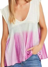Free People Spring Break Combo Dip Tie Dye Paradise Tee Ombre Cream Purple XS Photo 0