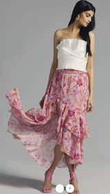MISA Los Angeles Seva Maxi Skirt Floral Boho‎ Ruffles Size Large Photo 0