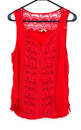 Skies are Blue size large red tank‎ top gauzy with crochet lace detal Photo 0