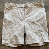 Mario Serrani Italy Size 8 Comfort Stretch Chino‎ Shorts Tan Geometric Print Photo 0