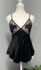 π Victoria'S Secret Black Sheer Teddy Floral Lace Bodysuit Sheer Satin Photo 0