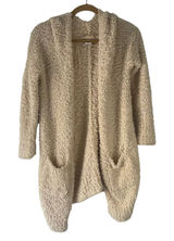 London Kaye Women's Size Small Cream Sherpa Open Front Pocket‎ Cardigan Sweater Photo 0