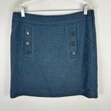 LOFT Skirt Womens 6 Blue Plaid Wool Blend Mini Academia Preppy Mod Retro Prep Photo 0