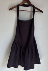 21Saints Small Brown Halter Drop Waist Ruffle Hem Mini Dress Cocktail Party Photo 0