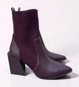 Steve Madden Sock Ankle Boots Pointed Toe Block Heel Booties Burgundy Women's 9 Photo 0
