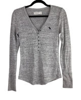 Abercrombie & Fitch Soft A&F Cozy Grey Marl Heathered Henley‎ Long Sleeve Small Photo 0