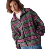 Cider‎ Pink Green Fair Isle Sherpa Fleece Full Zip Jacket XL New Photo 0