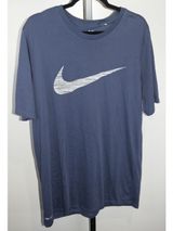 Nike Dri-Fit Slate Blue Big Swoosh Logo T-Shirt Athletic Cut Short Sleeve Photo 0