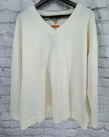 NWT Marc New York Top Women's XXL Ivory V Neck Pullover Thick Ribbed Shirt Photo 0