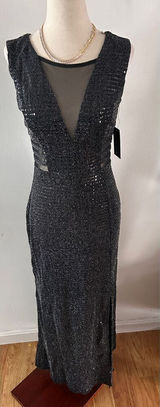 Alexa B fancy going out dress size 4 stretchy black with cut outs slit at the bo Photo 0