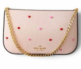 kate spade Pink Madison Heart Studs Pouch Gold Chain Strap Powdered Sugar NWT Photo 0