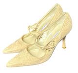 Manolo Blahnik Mary Jane Pump Heel 37.5 Laser Cut Stiletto Quiet Luxury Designer Photo 0