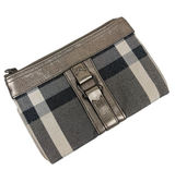 Y2K Burberry Gray Silver Plaid Wristlet Wallet Clutch Photo 0