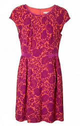 Boden Easy Day Cap Sleeve Mini Dress in Orange in Fuchsia Floral Size 4 EUC Photo 0