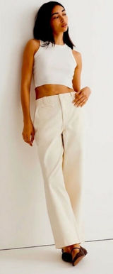 Madewell Relaxed Chino Pants Antique Cream High Rise Wide Leg Size 14 Photo 0