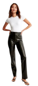 Abercrombie & Fitch Curve Love 90s Straight Vegan Leather Pants 28 6 Short Photo 0