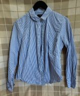 J. Crew Women’s Slim Navy and White Striped Button Down Shirt Size 10 Photo 0