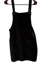 Wild Fable Black Corduroy Pinafore Dress Mini Overall Skirt Buttons Pockets Size M Academia Photo 0