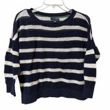 Tommy Hilfiger Knitted Top Large Women Navy Blue White Striped Knit Lightweight Photo 0