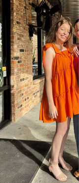 Orange Tie Sleeve Mini Dress Photo 0