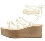 x Free People Platform Sandals Womens 8 Cream Lace Up Wedges Photo 0
