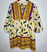 Melloday Boho Colorful Floral Tunic with tie neck Sz‎ L Photo 0